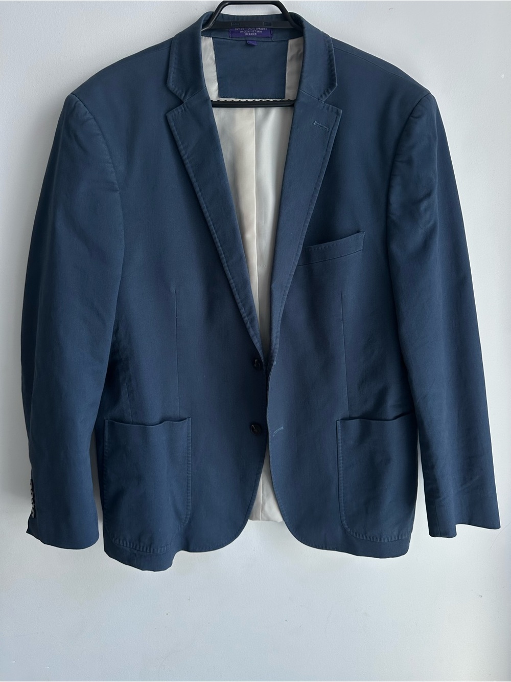 Alan Flusser Navy Blue Stretch Cotton Unstructured Blazer Sport Coat